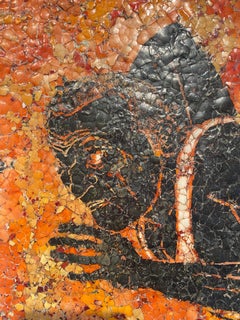 Mosaic eggshell painting: 'Jesse Owens'