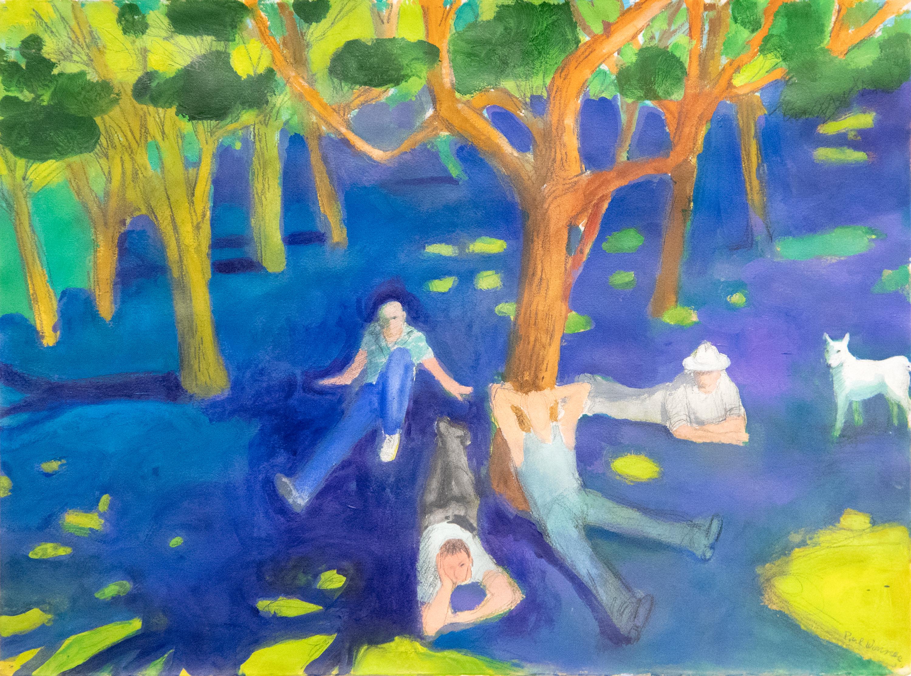 Park with Figures Around a Tree