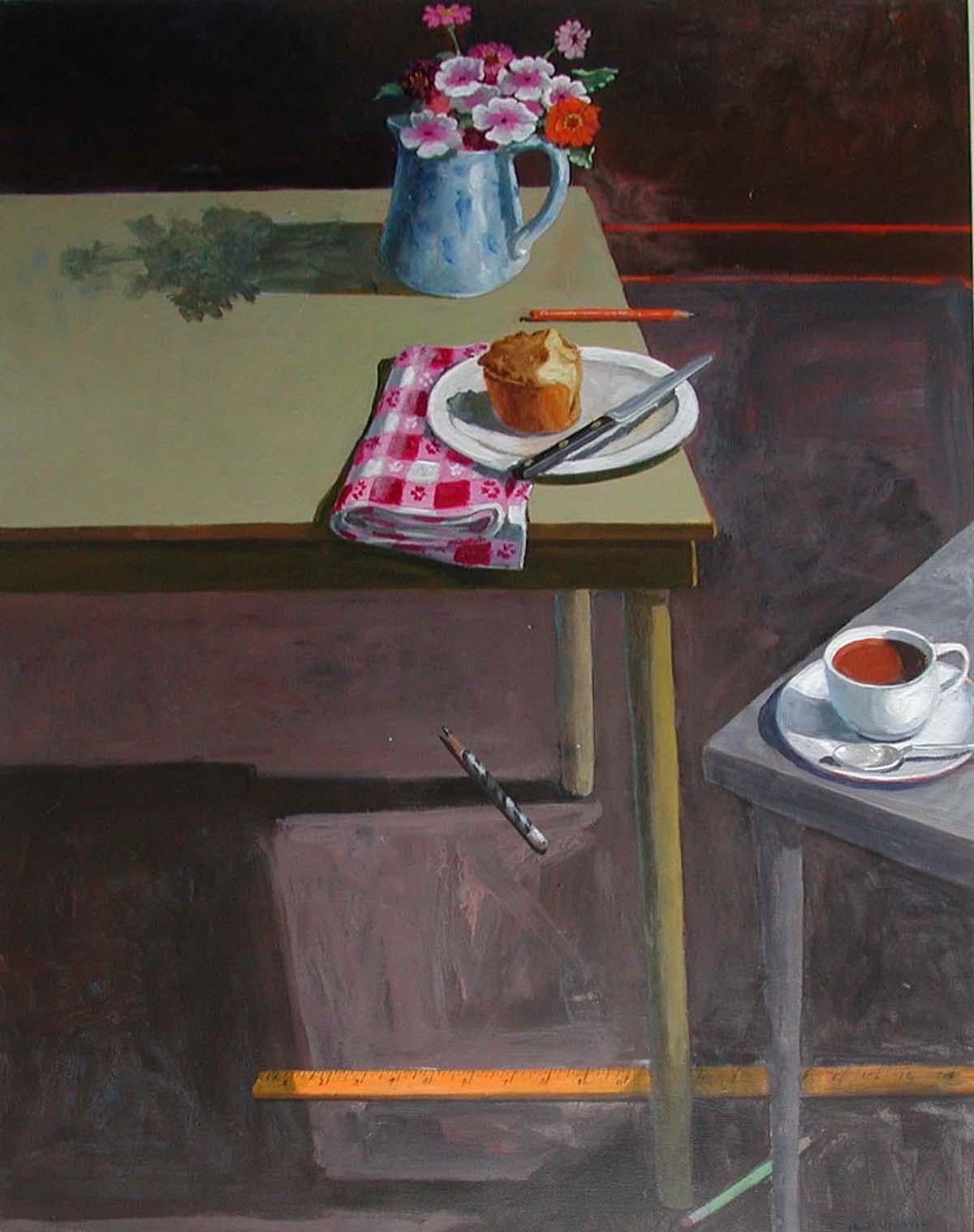 Studio: Two Tables Popover and Coffee - Painting by Paul Wonner
