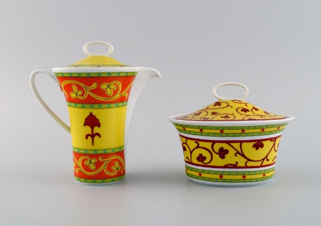 Paul Wunderlich for Rosenthal. Bokhara coffee pot, sugar bowl and creamer. 
Colorful design, late 20th century.
The coffee pot measures: 25 x 21 cm.
The sugar bowl measures: 13 x 10 cm.
In excellent condition.
Stamped.