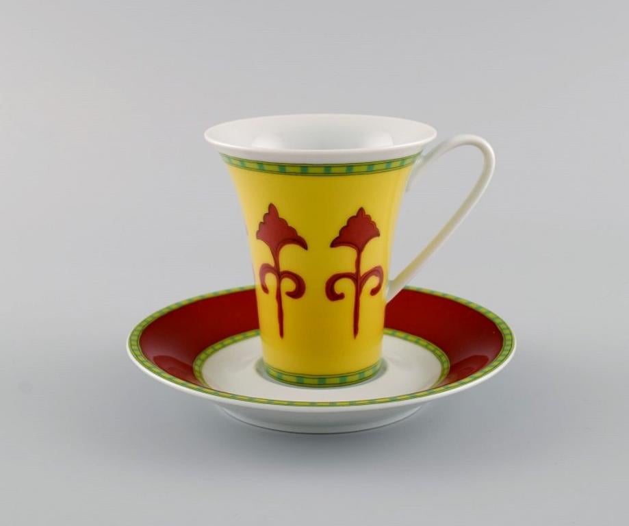 Paul Wunderlich for Rosenthal. Five Bokhara porcelain coffee cups with saucers. Colorful design, late 20th century.
The cup measures: 9 x 8.5 cm.
Saucer diameter: 14.5 cm.
In excellent condition.
Stamped.