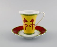 Paul Wunderlich for Rosenthal, Five Bokhara Porcelain Coffee Cups with Saucers