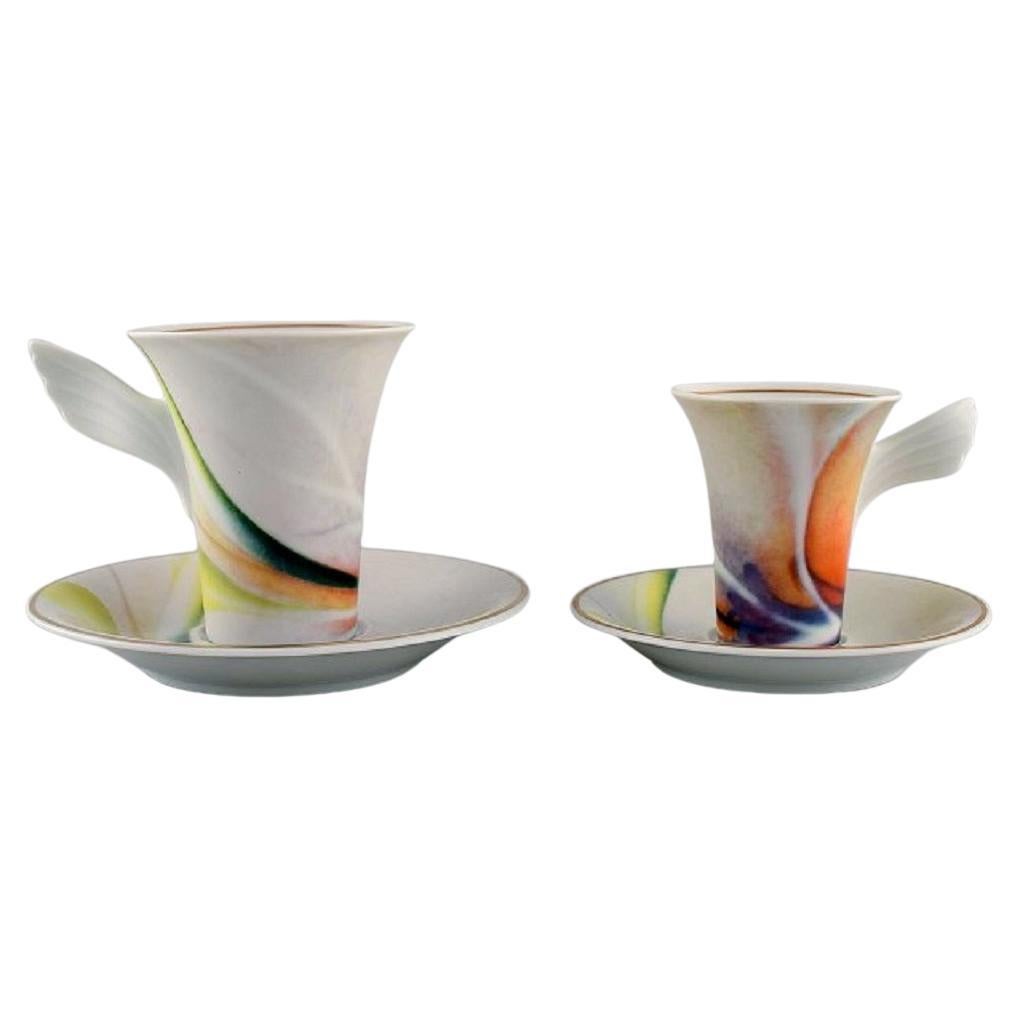 Paul Wunderlich for Rosenthal, Mythos Coffee Cup and Mocha Cup with Saucers For Sale