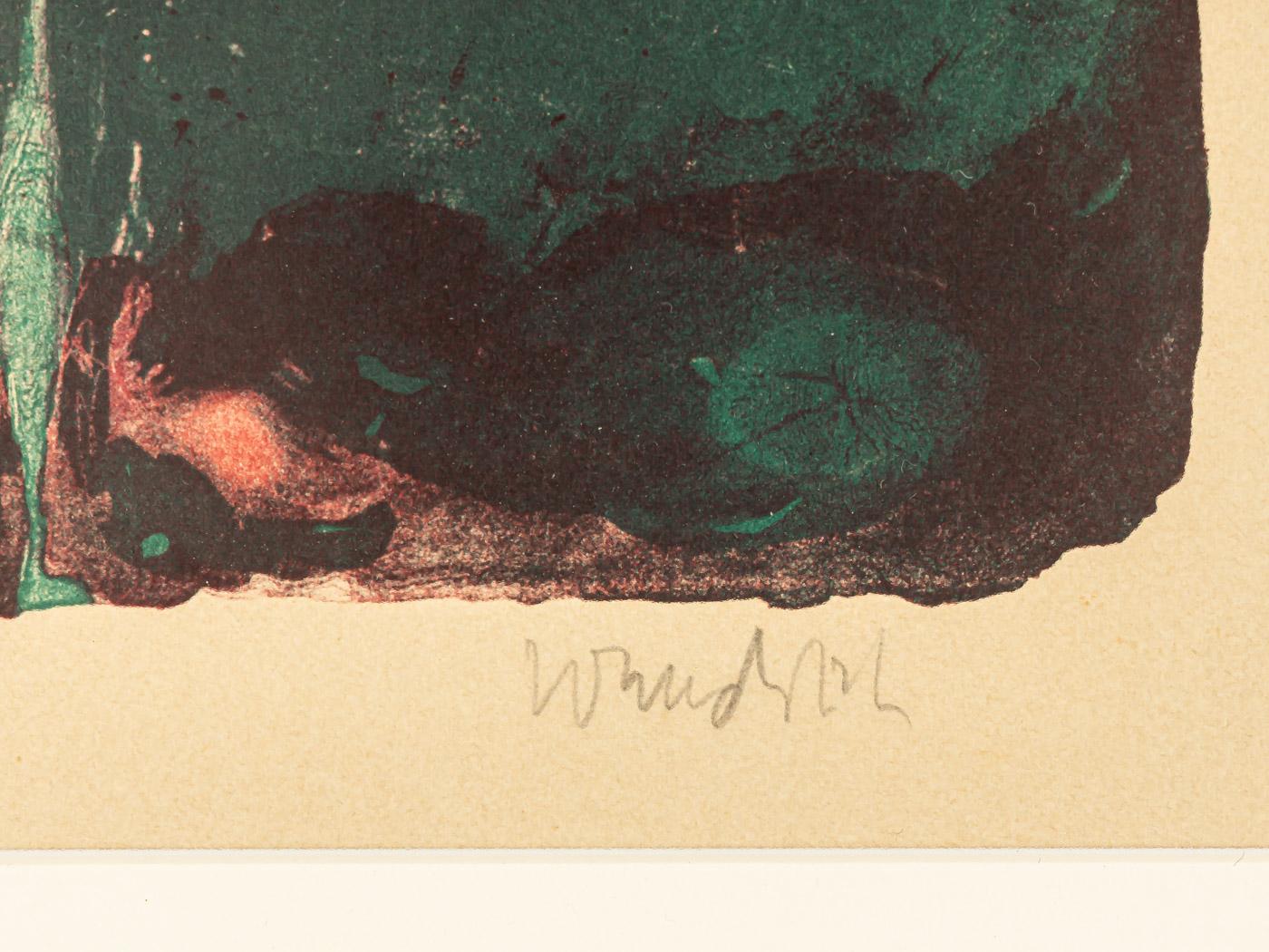 Paul Wunderlich Original Lithograph Handsigned and Numbered Abstract Green Pink For Sale 4