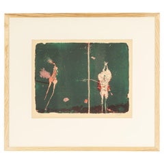Paul Wunderlich Litografia originale firmata e numerata Abstract Green Pink