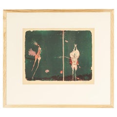 Lithographie originale de Paul Wunderlich, signée et numérotée à la main, vert abstrait et rose