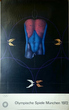 Olympic Poster 1972 Original Vintage - Paul Wunderlich "Man"