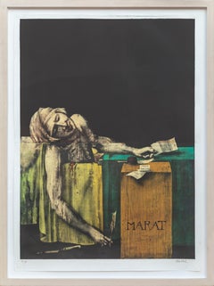 Marat, litografia surrealista di Paul Wunderlich con cornice di grandi dimensioni
