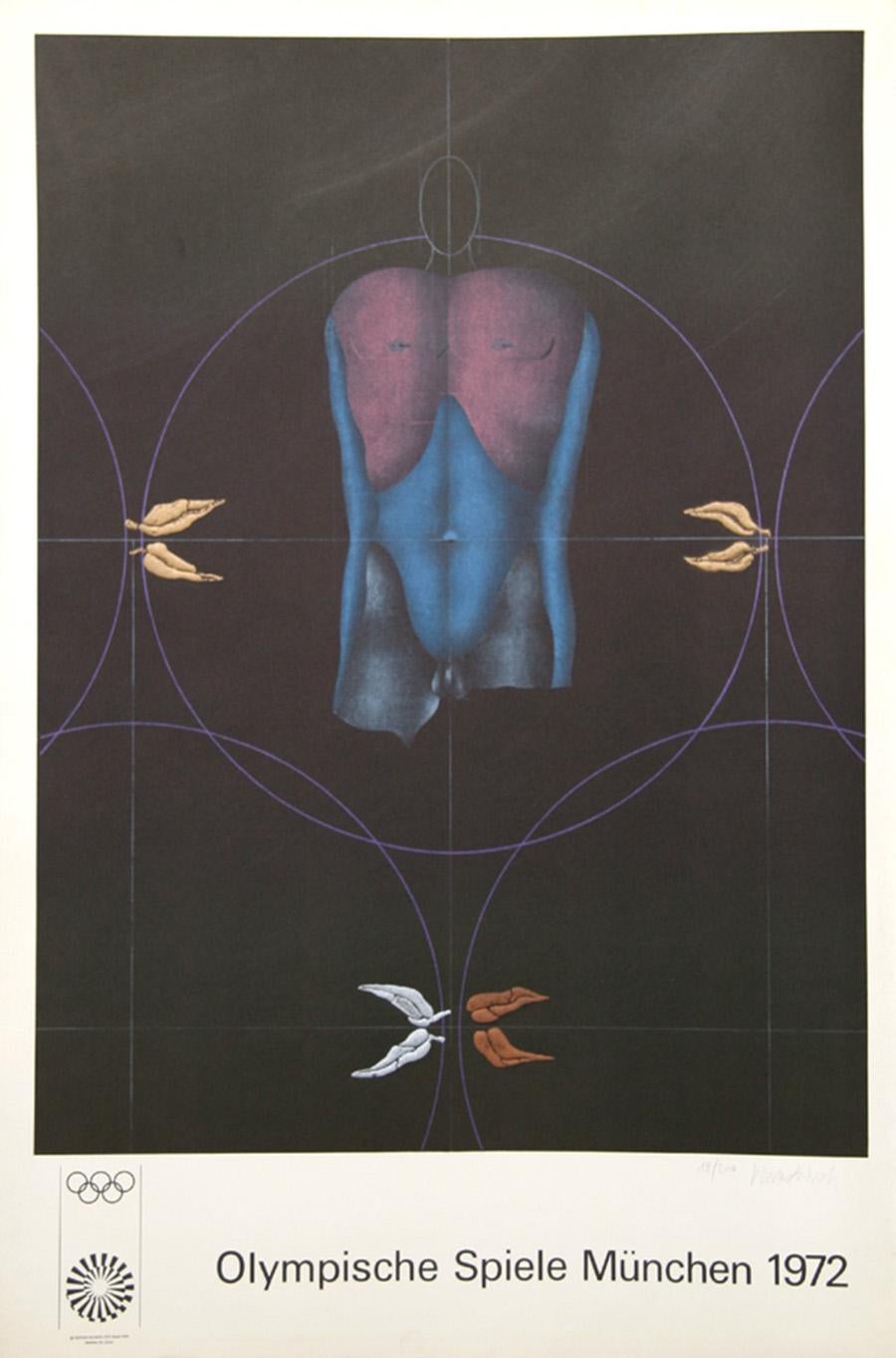 Artiste : Paul Wunderlich (1927 - 2010)
Titre : Olympische Spiele Muenchen
Année : 1972
Médium : Lithographie Poster monté sur lin
Edition : 3000
Taille : 106,68 cm x 69,85 cm (42 in. x 27.5 in.)