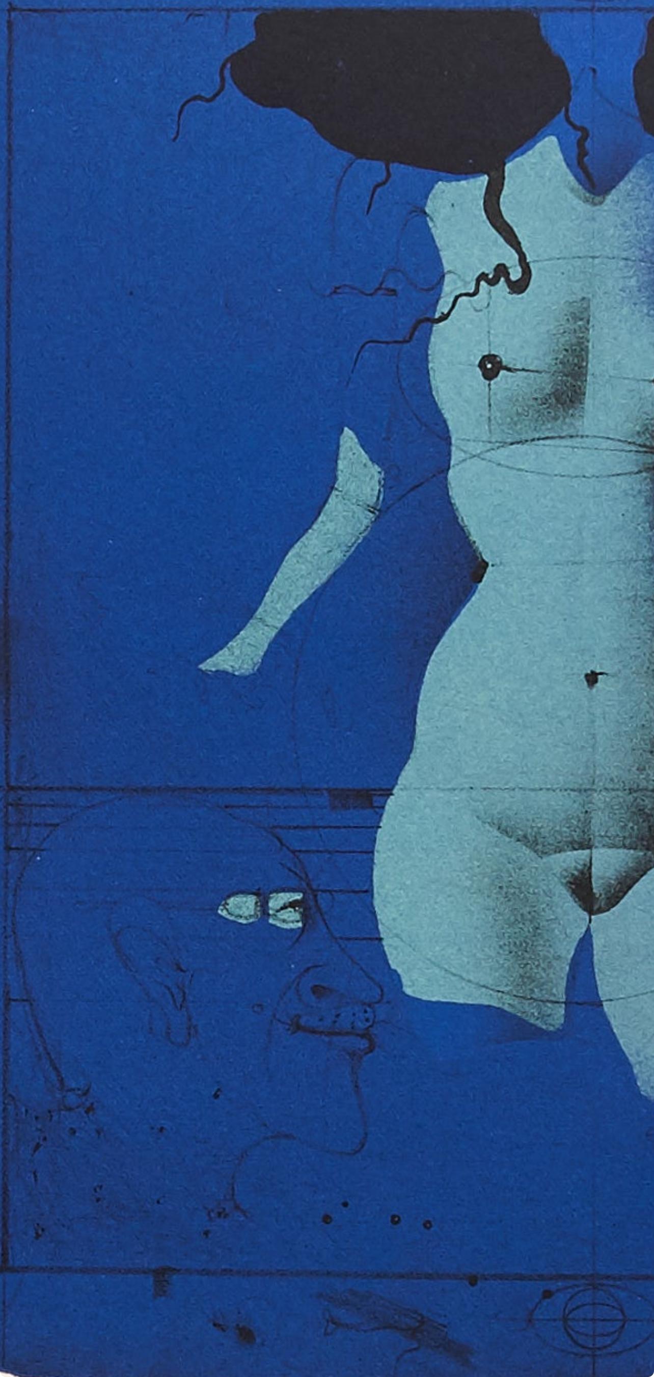 Wunderlich, Torso sur une pierre bleu, Souvenirs et portraits d'artistes (after) - Modern Print by Paul Wunderlich