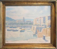 Paul Wyeth RBA (1920-83) Impressionist Vintage oil painting French Harbour Scene