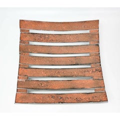 Paula Barton Black Plate Sandcast Art Glass Sculpture, Signed