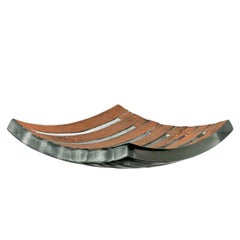 Paula Barton Black Plate Sandcast Art Glass Sculpture, Signed