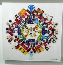Car Mandala, Spielwagen, Kinderzimmerdekor, limitierte Auflage, Blau, Rot