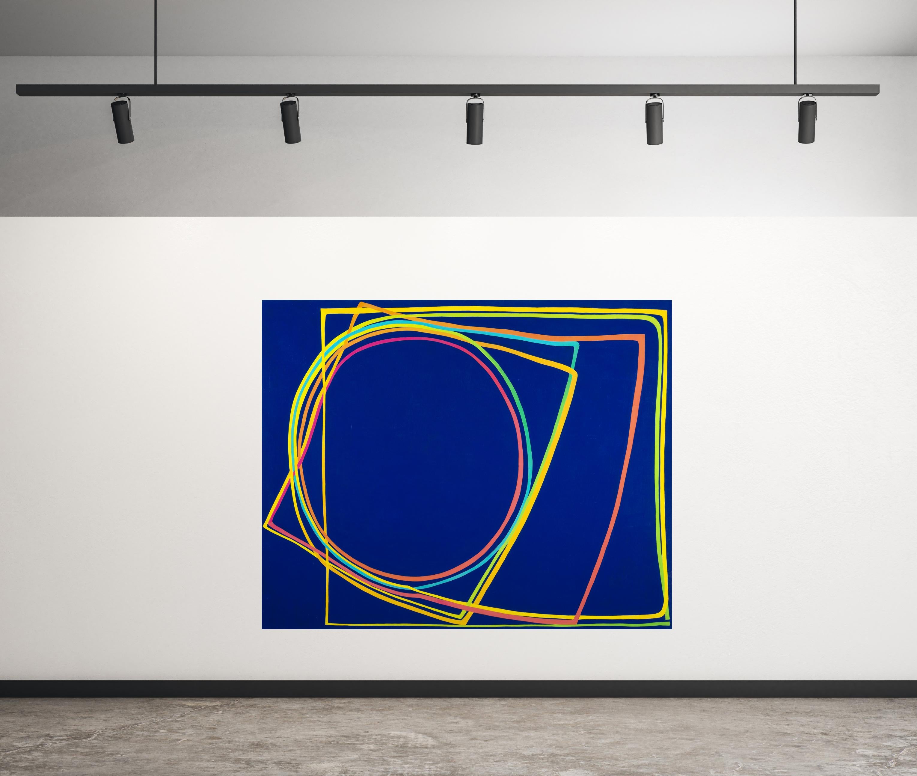 Free delivery to Central Virginia area; highly reduced delivery to the Philadelphia area. For all other areas, please contact me with your zip code for precise delivery quotes. 

Paula Cahill's linear abstract compositions are often comprised of a