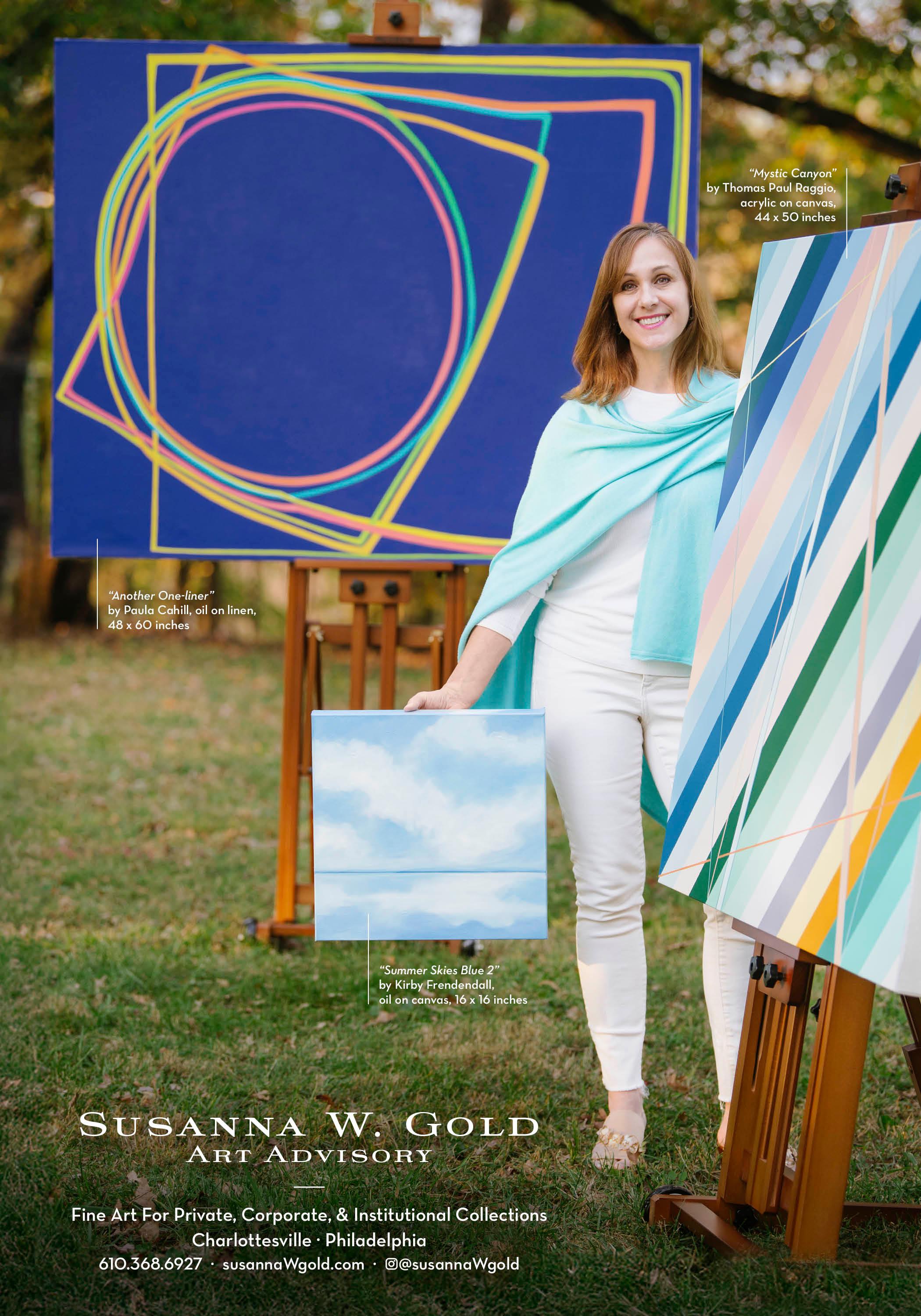 Another One-liner: Large contemporary abstract painting, blue w/ pink, yellow en vente 4