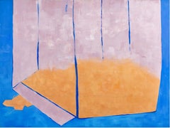 Glass Bottom: large contemporary abstract painting in pink, blue & orange