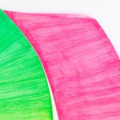 Iteration II: abstract painting w/ blue green yellow orange pink lines on white