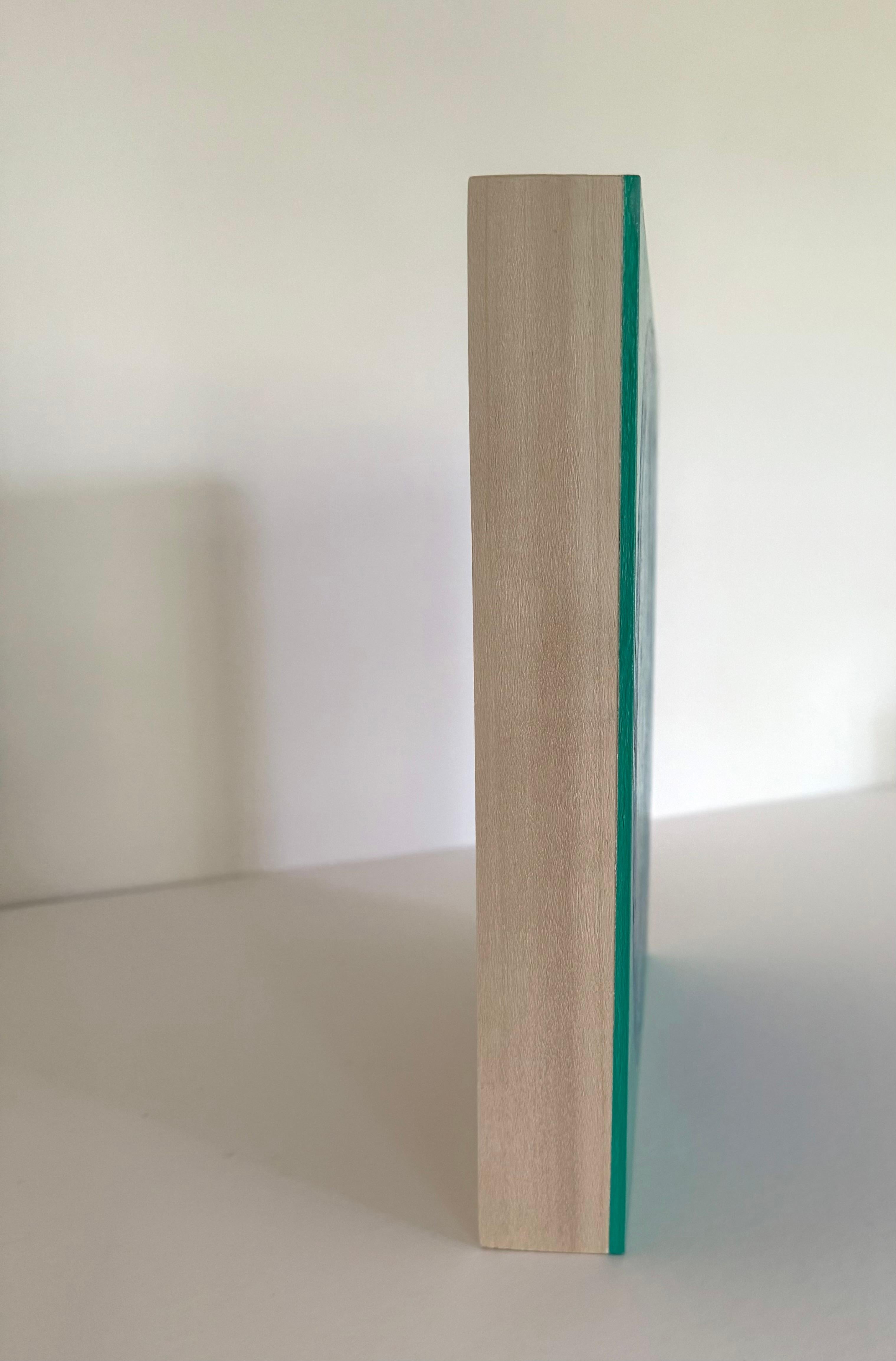 Paula Cahills lineare, abstrakte Kompositionen bestehen oft aus einer einzigen, leuchtenden Linie, die sich schlängelt und nahtlos an sich selbst anschließt. Dieses Gemälde ist auf der Rückseite signiert. Er wird komplett mit allen erforderlichen
