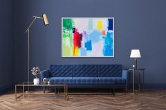 Campi di Albury, Paula Cherry, Pittura astratta originale, Paesaggio artistico colorato