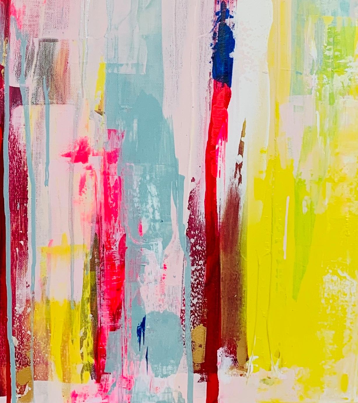 Whisper, peinture abstraite originale et brillante, œuvres d'art contemporaines - Beige Abstract Painting par Paula Cherry