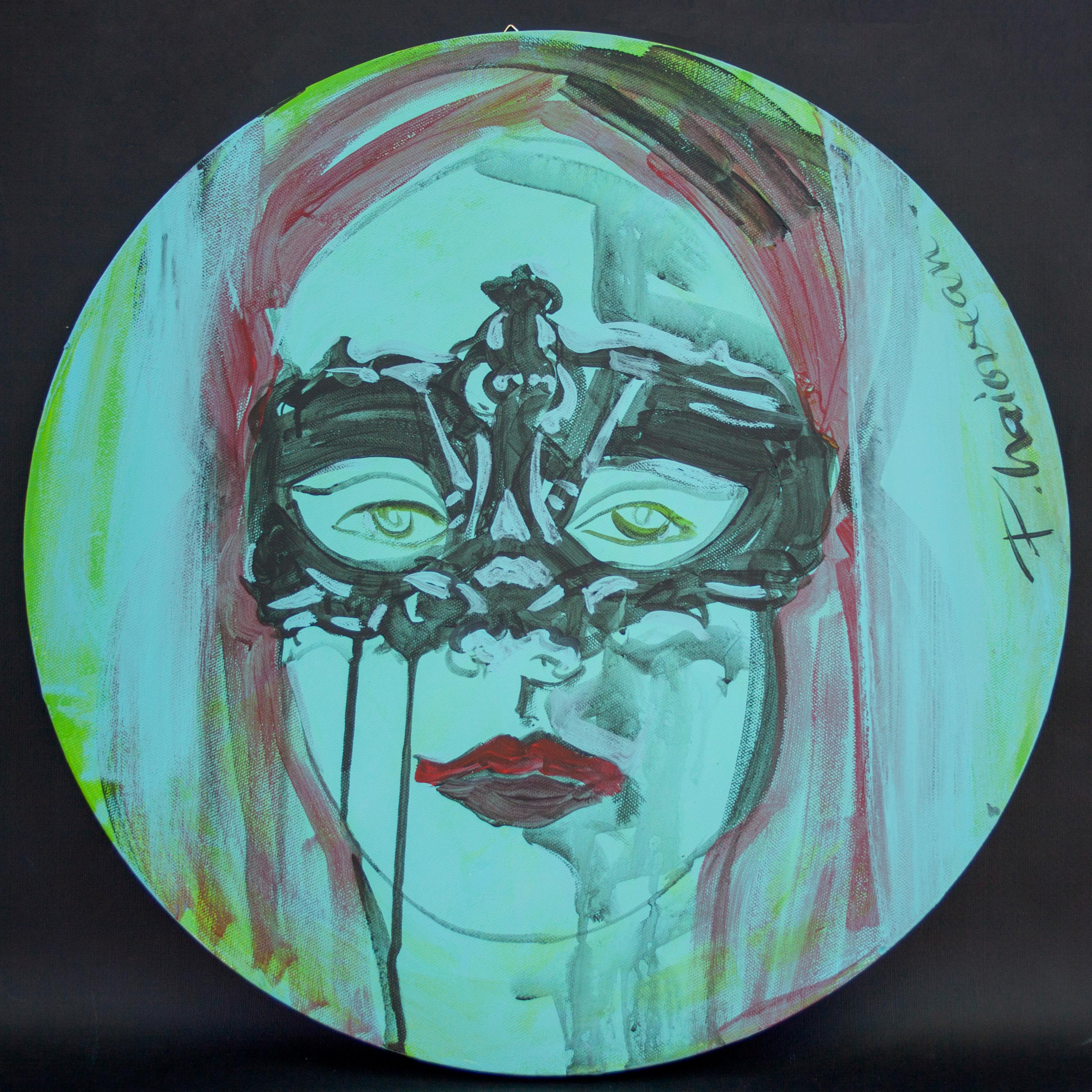 AGE OF INNOCENCE - original round painting by Paula Craioveanu For Sale 1