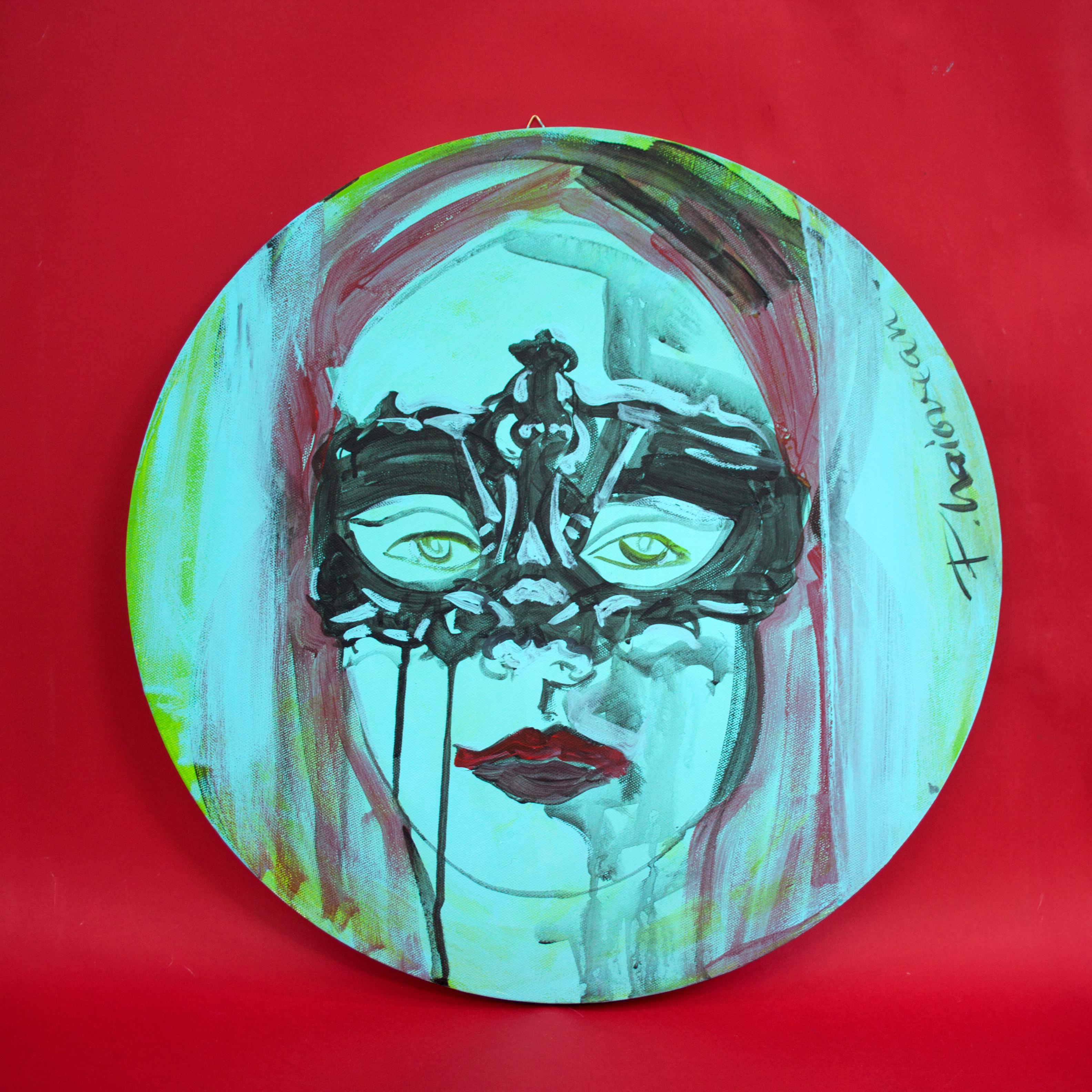 AGE OF INNOCENCE - original round painting by Paula Craioveanu For Sale 3