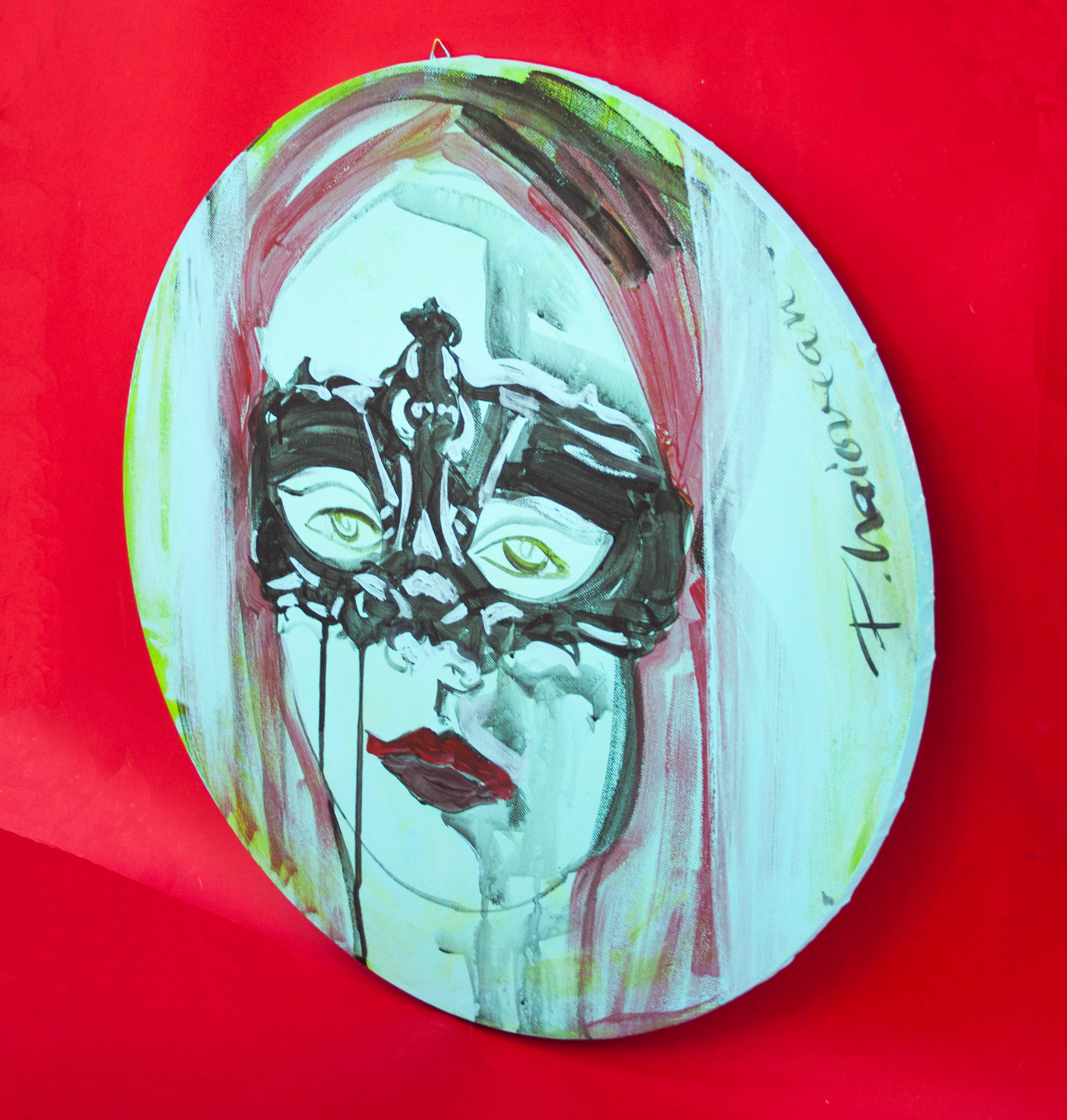 AGE OF INNOCENCE - original round painting by Paula Craioveanu For Sale 4