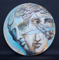 Amazon - original painting on round canvas Paula Craioveanu Neo-Mythology