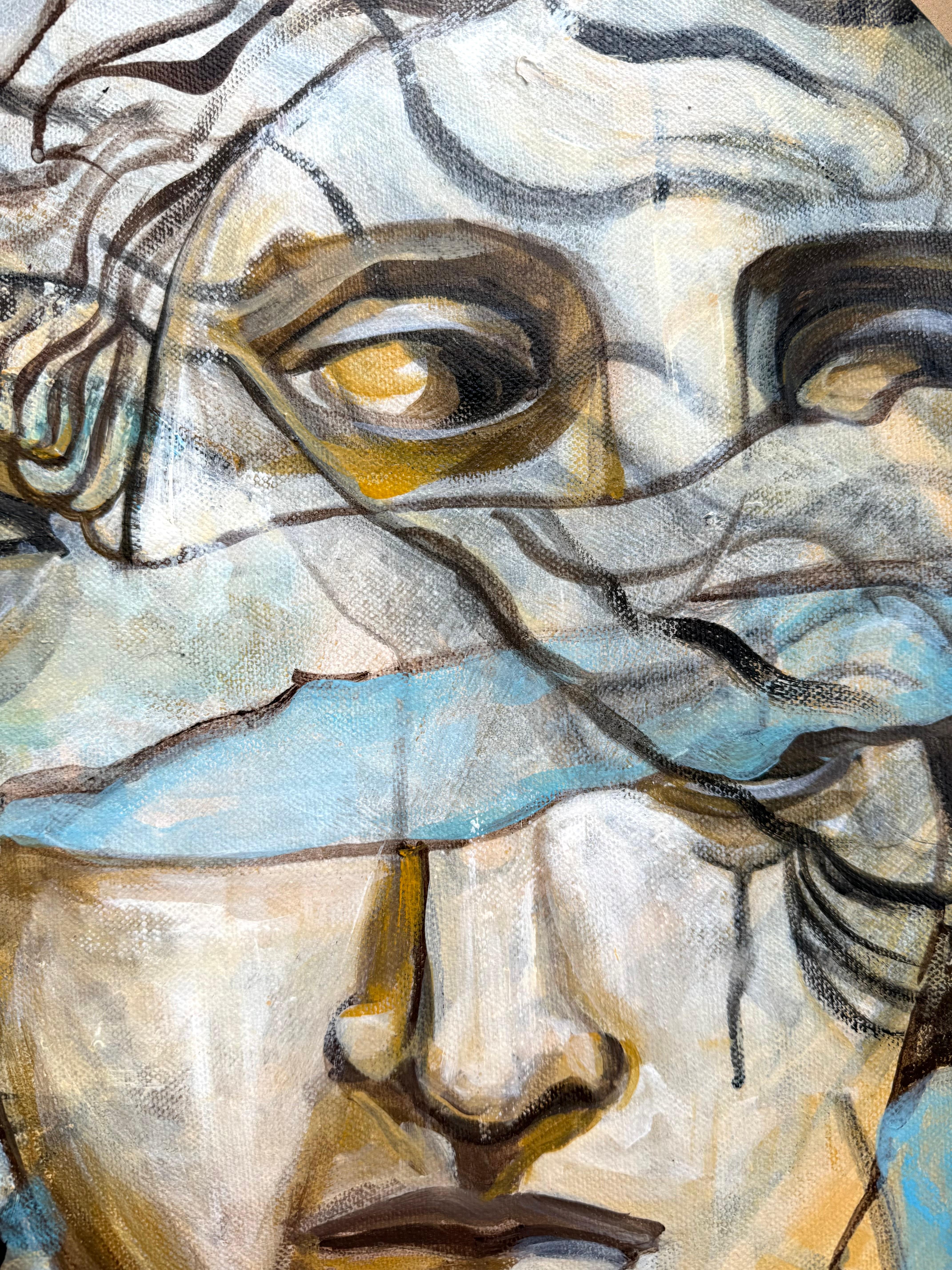 Amazon - original painting on round canvas Paula Craioveanu Neo-Mythology For Sale 6