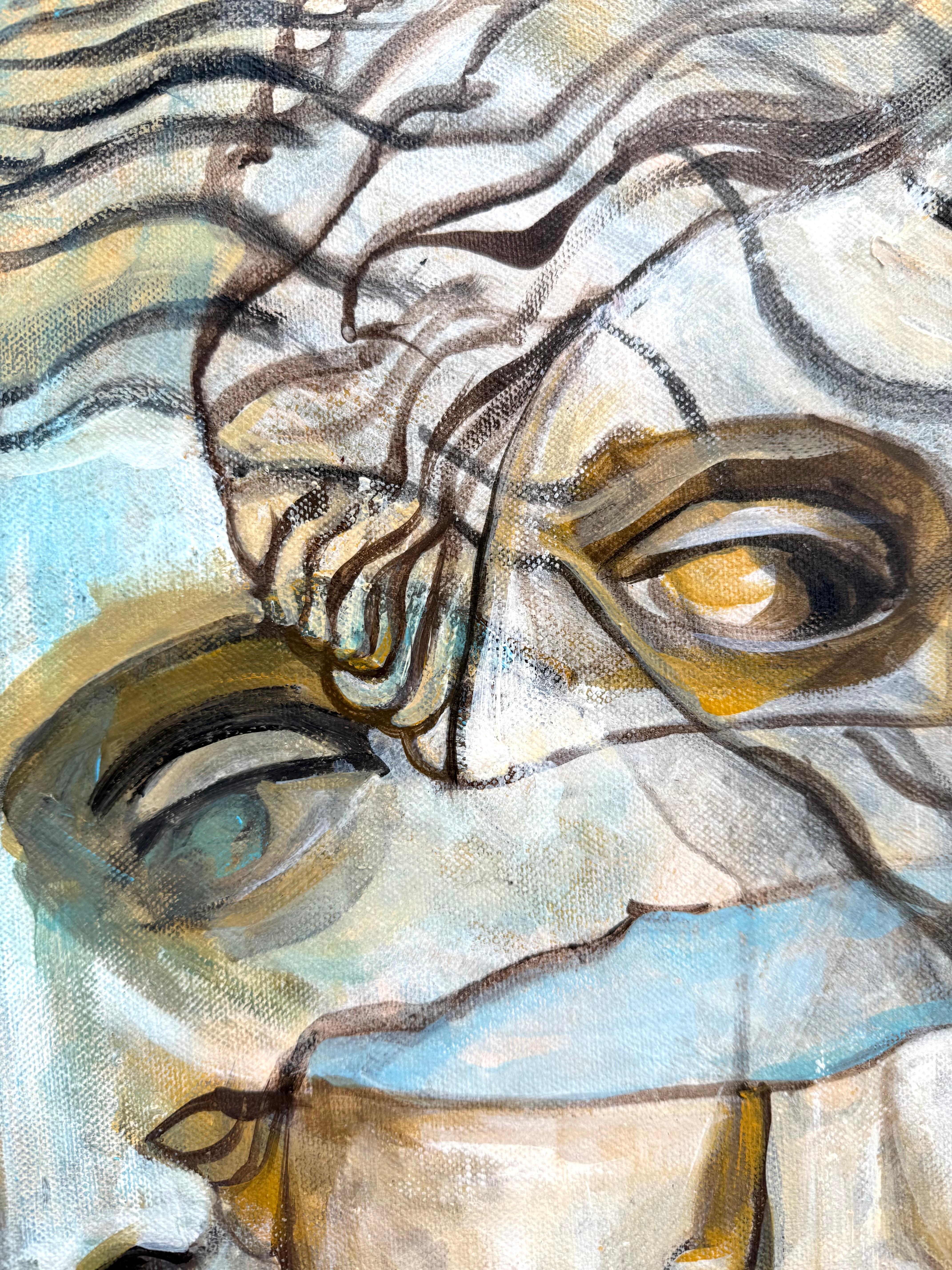 Amazon - original painting on round canvas Paula Craioveanu Neo-Mythology For Sale 3