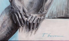 Anfibio uomo nudo dipinto più grande del vero da Paula Craioveanu