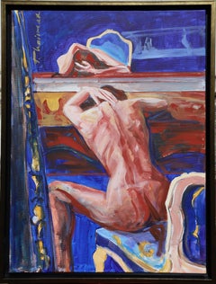 Blue Room, quadro di nudo originale di Paula Craioveanu con cornice