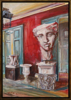 GABINETE DE CURIOSIDADESoriginal grande óleo Paula Craioveanu Surrealista ENMARCADO