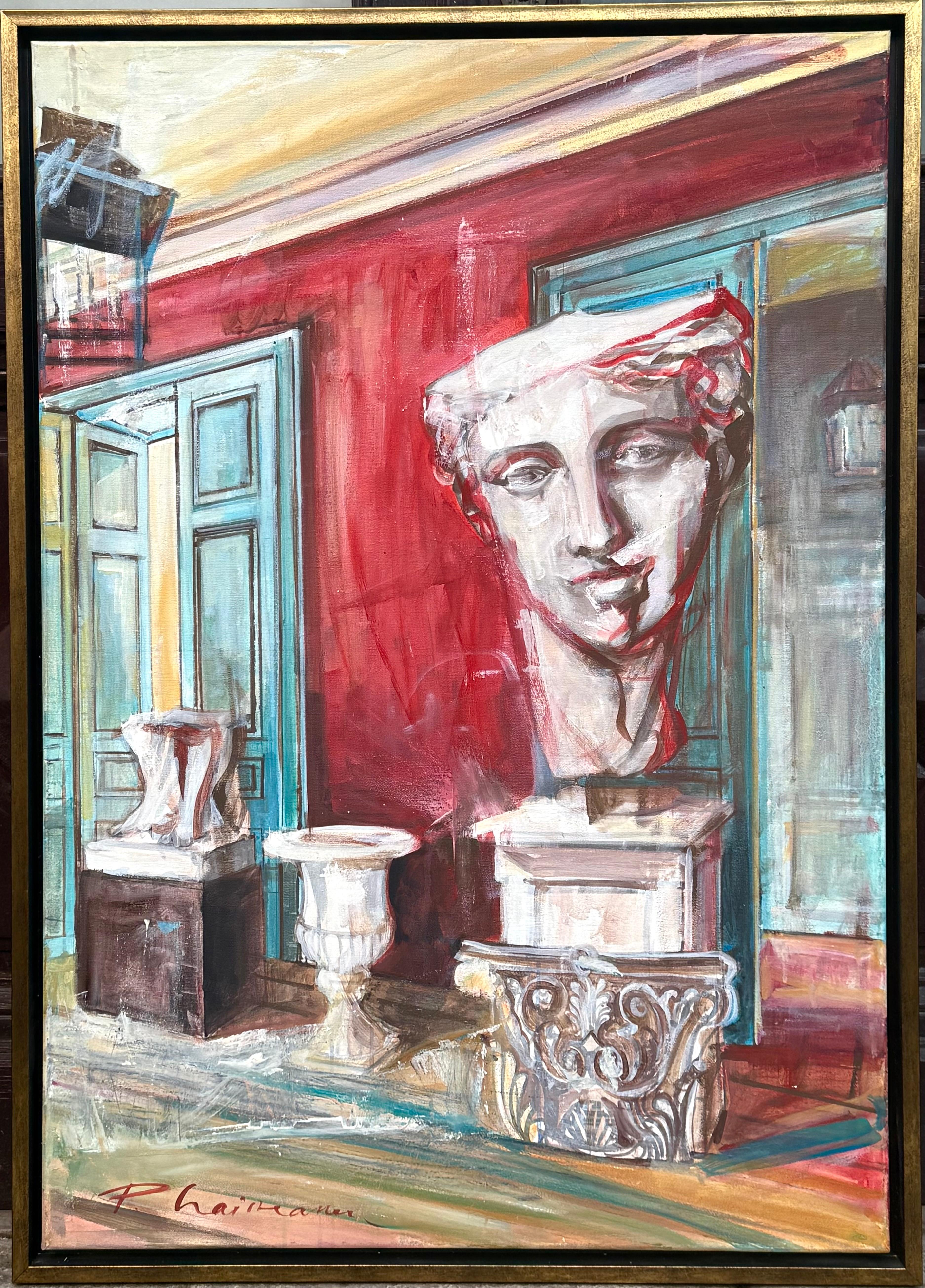 CABINET OF CURIOSITIESoriginal large Paula Craioveanu oil Surreal FRAMED