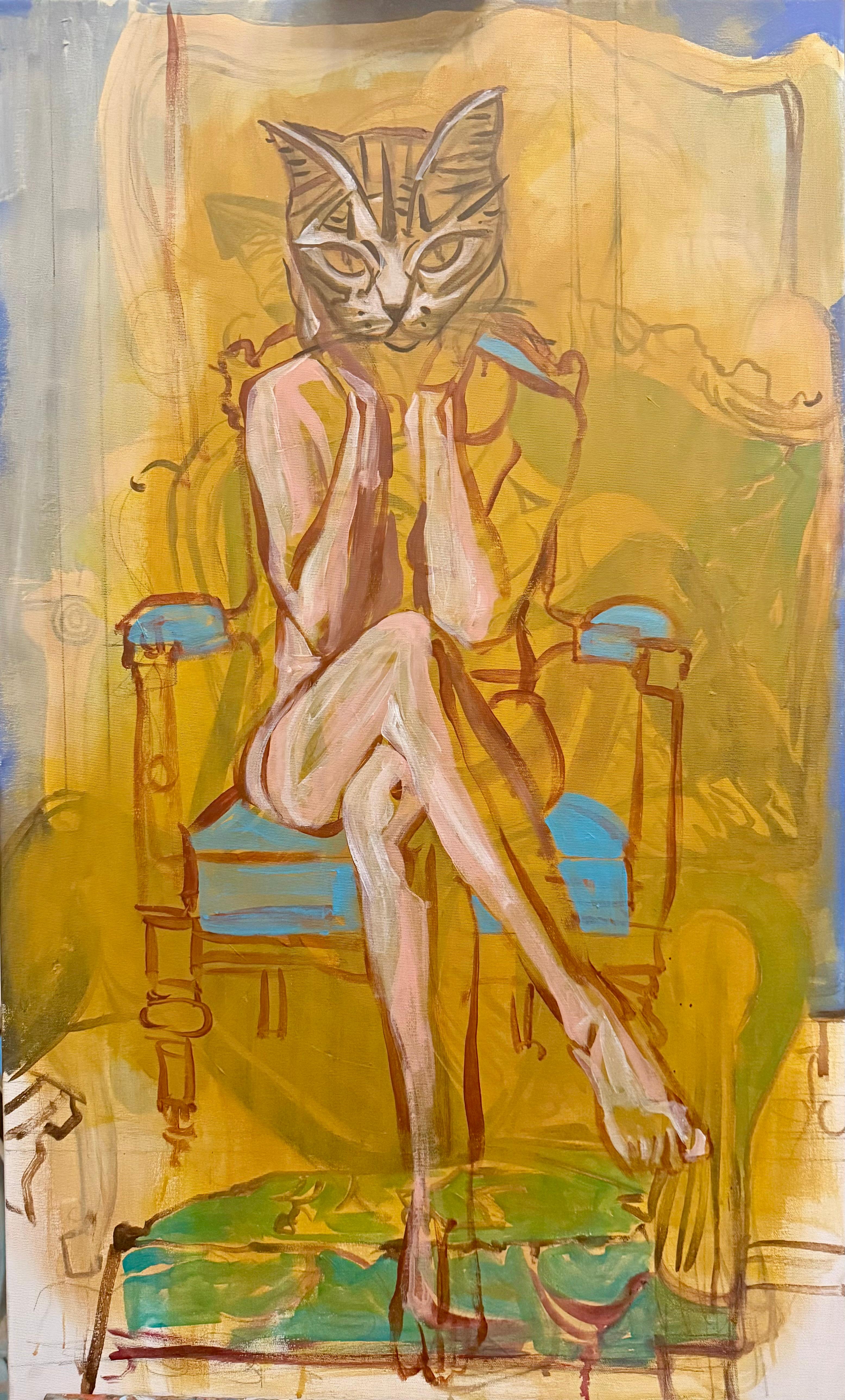 Naiade (lavori in corso)
Pittura originale.  dimensioni 39x23in / 100x60cm.
Viene spedito teso così com'è, pronto per essere appeso.

"Mezzogiorno (Nudo su poltrona 3") è un'aggiunta sorprendente a questa serie, che amplia l'esplorazione del tempo e