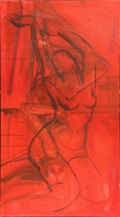 Composition with Two Female Nudes - painting Paula Craioveanu oil on canvas
