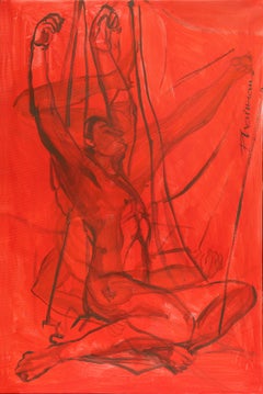 Composition with Two Male Nudes - painting Paula Craioveanu oil on canvas