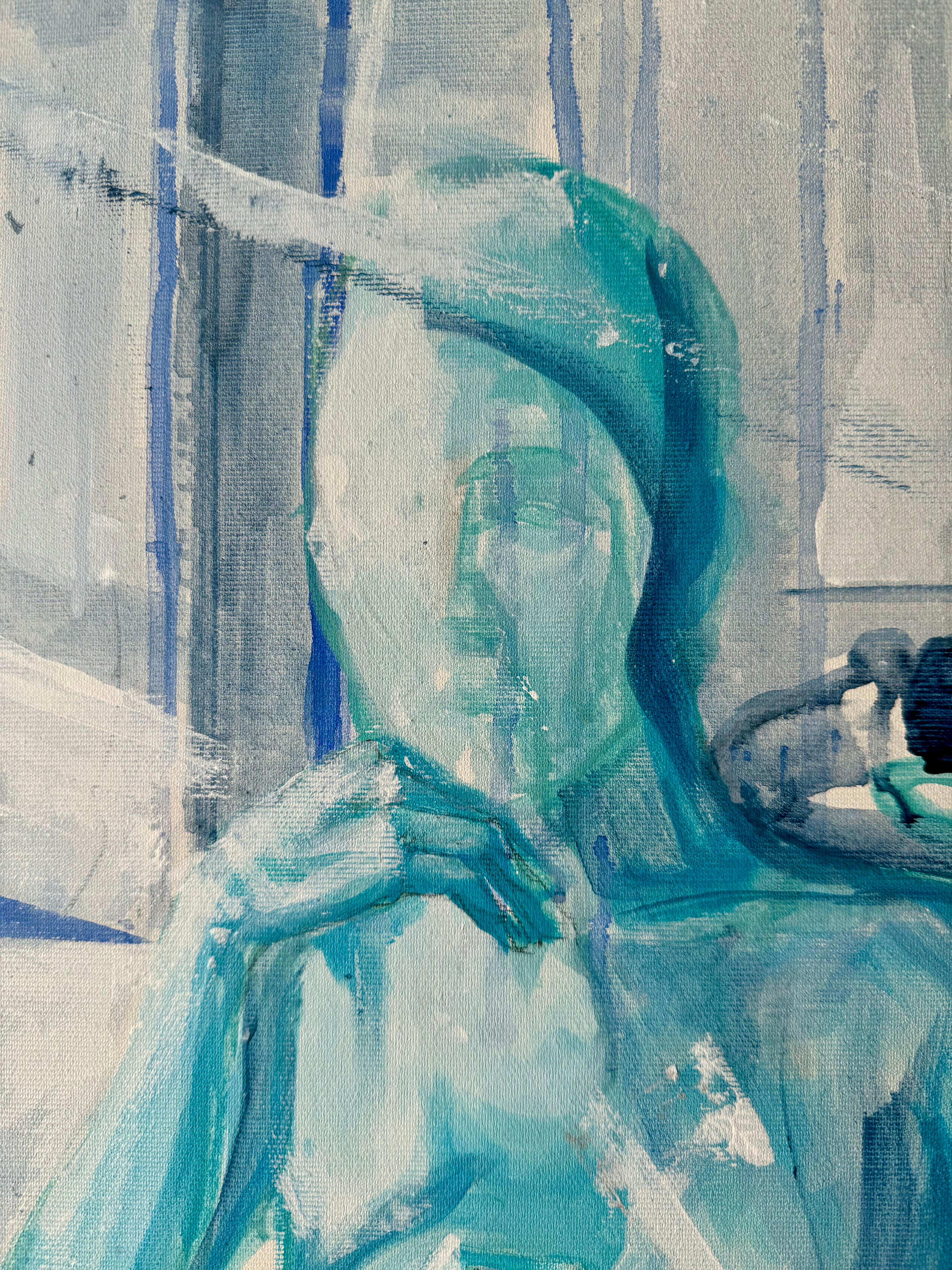 Tages Akt auf Sessel 1 Originalgemälde Paula Craioveanu 39x23in Expressionist im Angebot 2