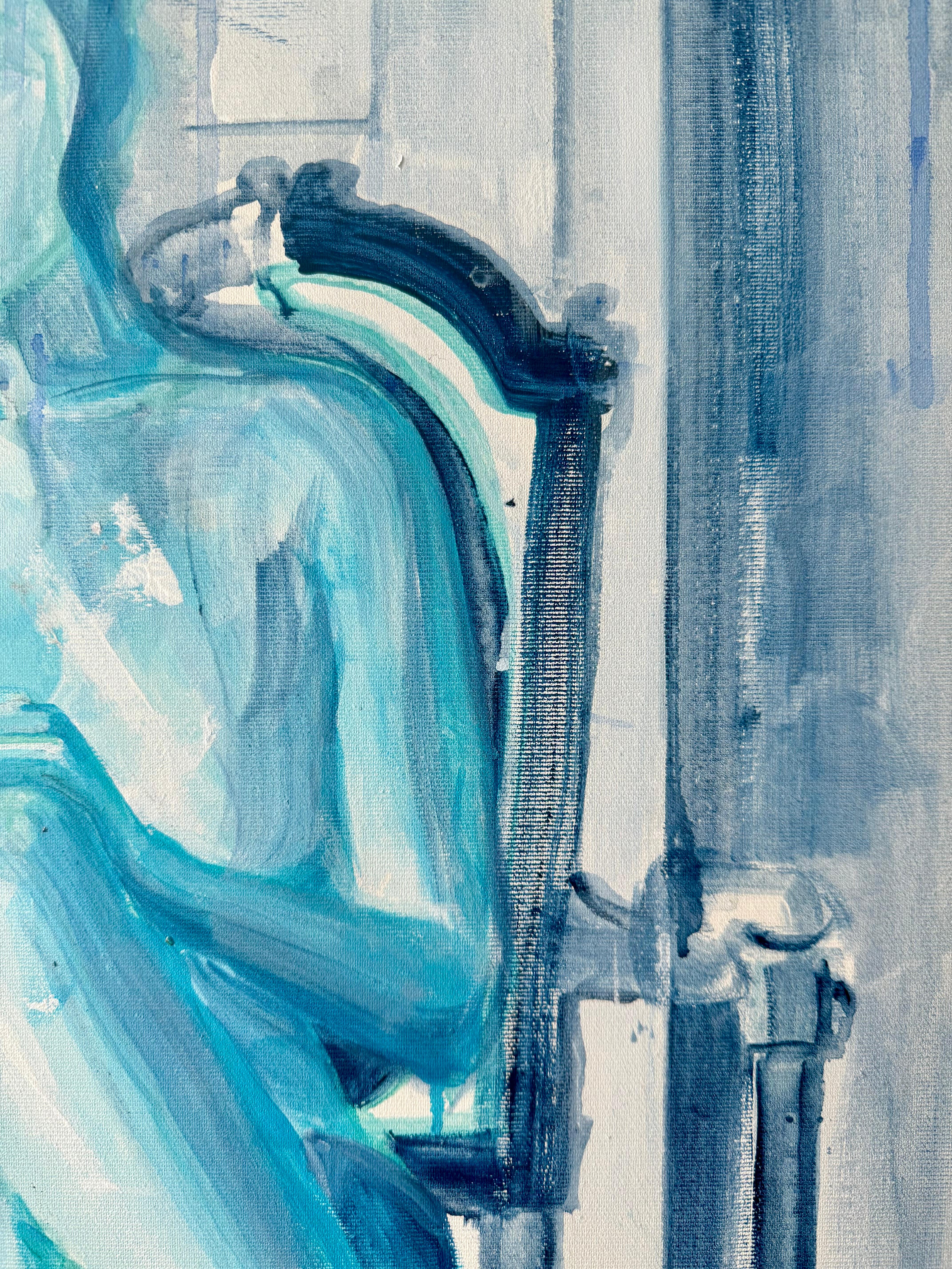 Tages Akt auf Sessel 1 Originalgemälde Paula Craioveanu 39x23in Expressionist im Angebot 5