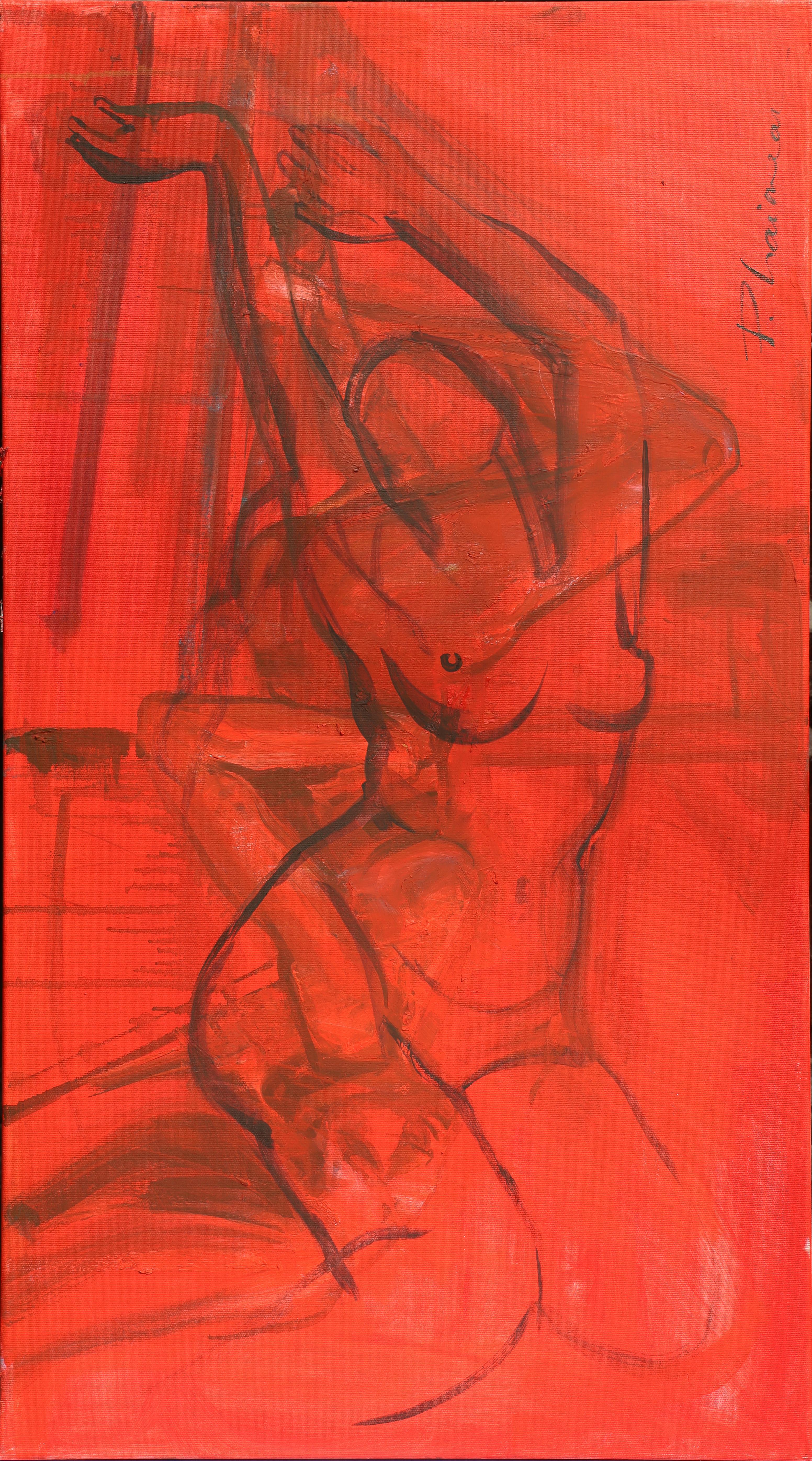 Pasión nº 2 -  Cuadro Desnudo rojo óleo/lienzo original Paula Craioveanu