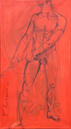 PASSION #3 – nacktes männliches Gemälde von Paula Craioveanu, Öl auf Leinwand