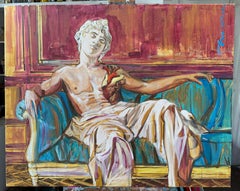 FADING INTO STONE 3 surreal original oil/canvas Paula Craioveanu large 30x38in