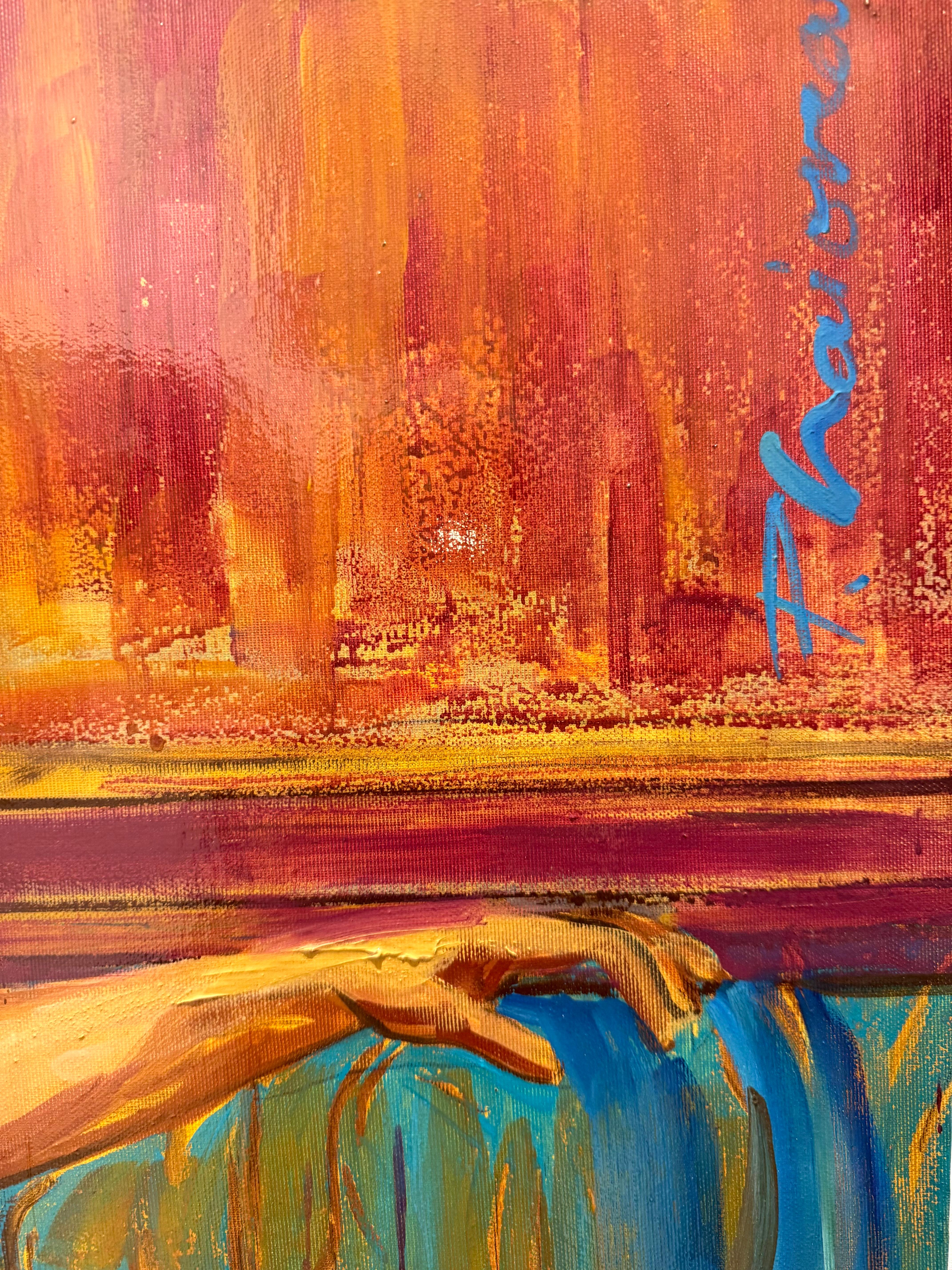 FADING INTO STONE 3 surreal original oil/canvas Paula Craioveanu large 30x38in For Sale 3