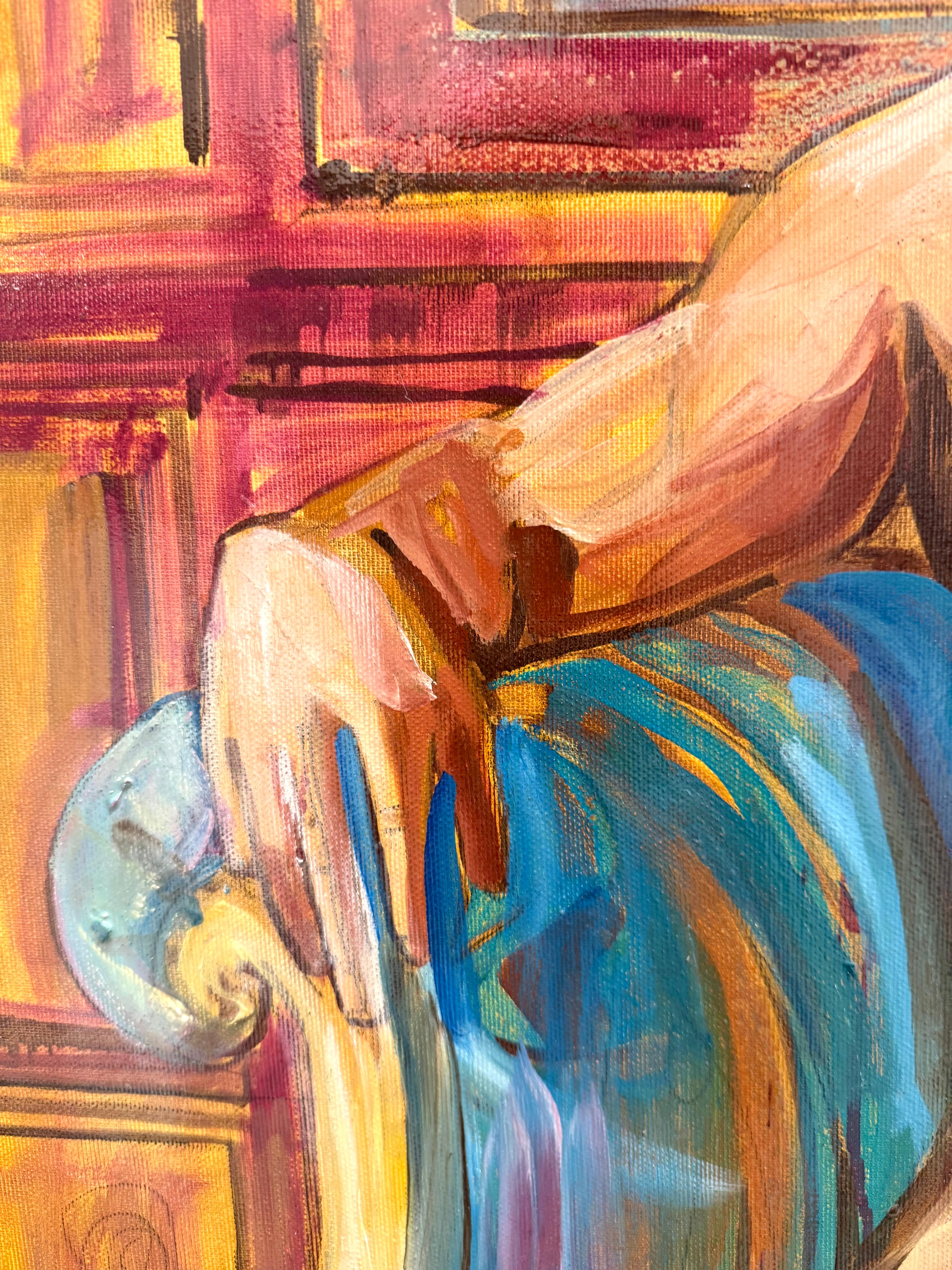 FADING INTO STONE 3 surreal original oil/canvas Paula Craioveanu large 30x38in For Sale 4