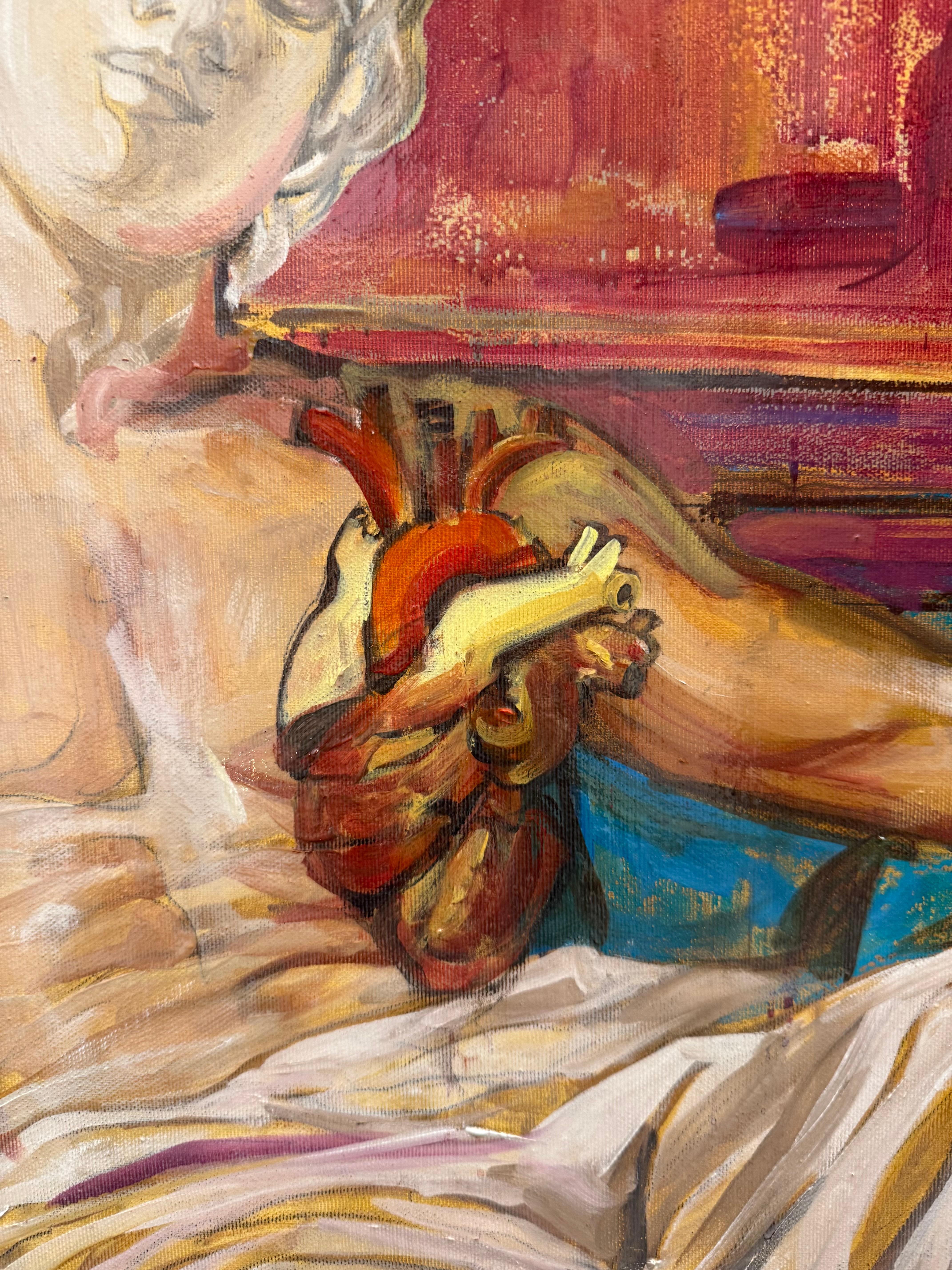 FADING INTO STONE 3 surreal original oil/canvas Paula Craioveanu large 30x38in For Sale 6