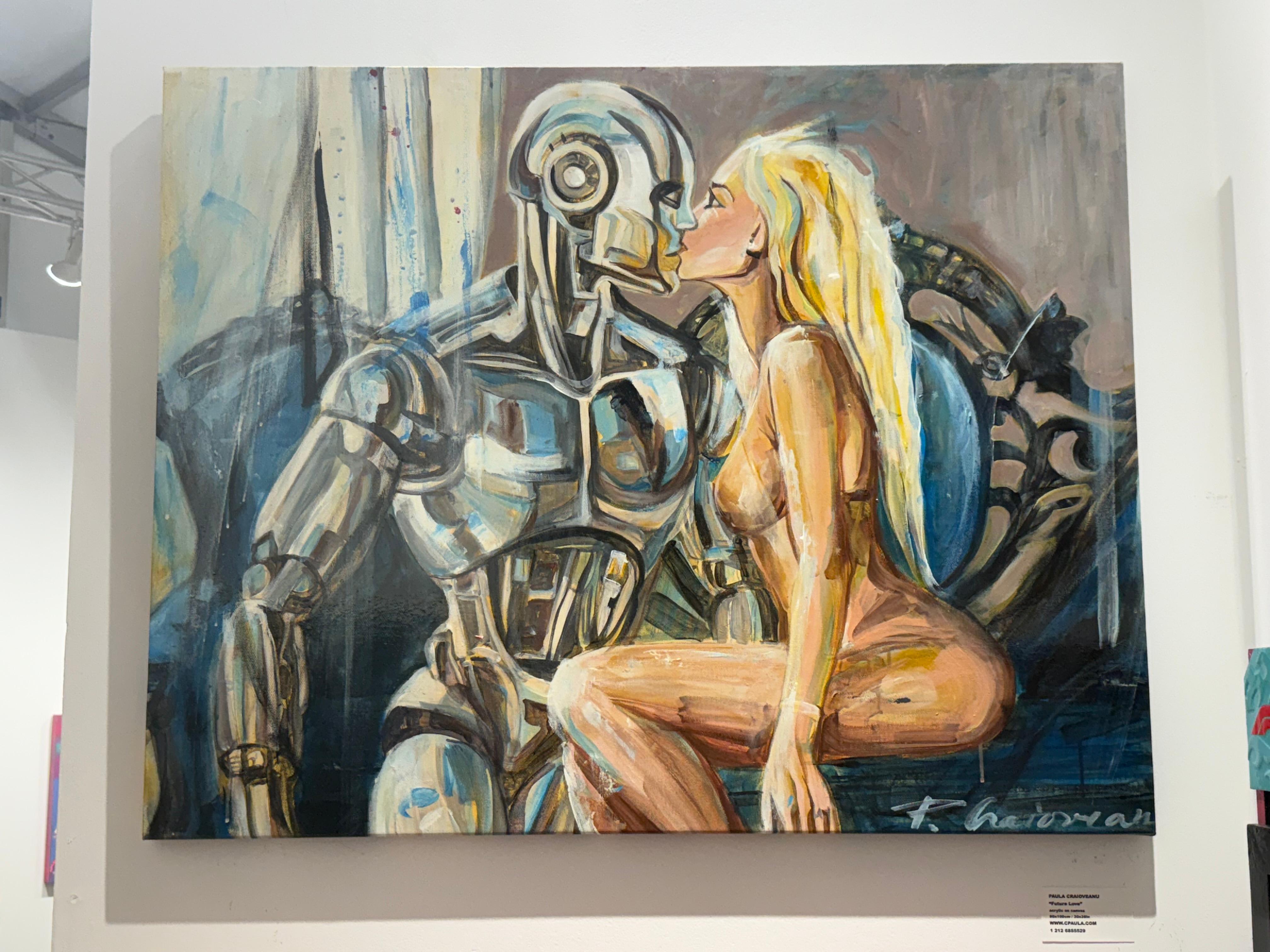 FUTURE LOVE – Originales großes Originalgemälde von Paula Craioveanu 31x39in im Angebot 11