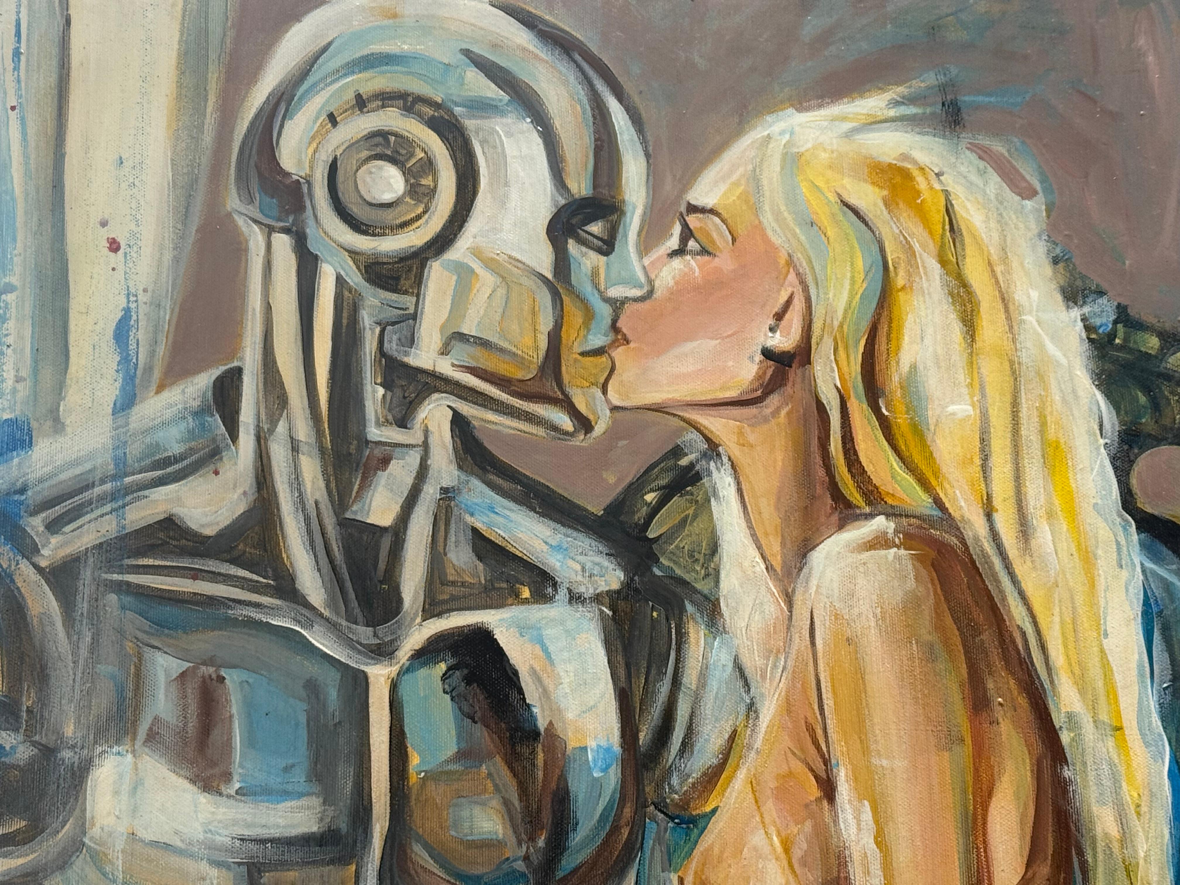 FUTURE LOVE – Originales großes Originalgemälde von Paula Craioveanu 31x39in im Angebot 8