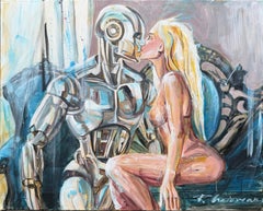 Future Love, Acrylic on Canvas Large Scale Figurative Painting, 30x38 in Florida