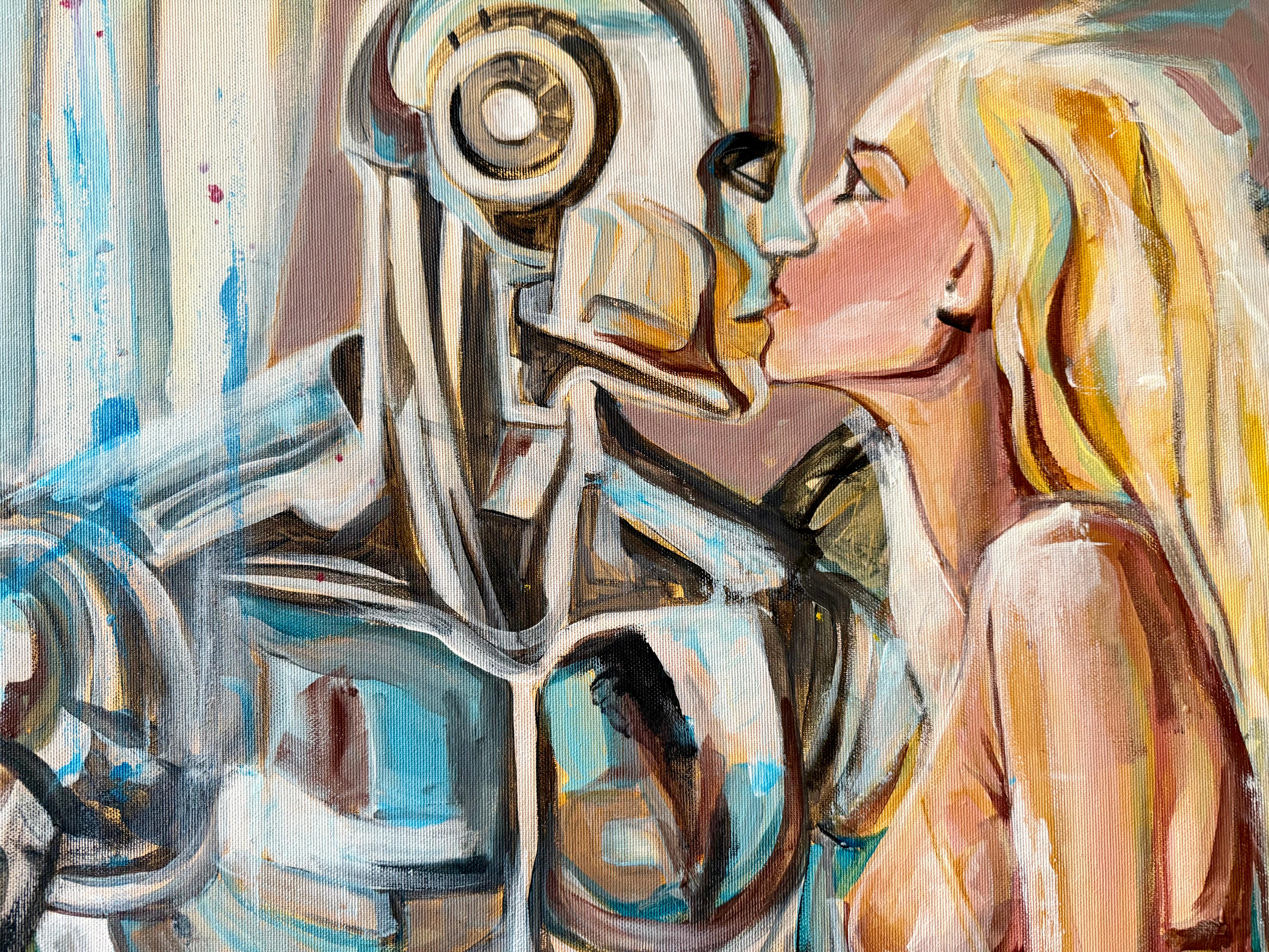 FUTURE LOVE - quadro originale di grandi dimensioni di Paula Craioveanu 31x39in in vendita 2
